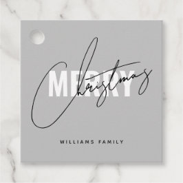 Modern grijs kerstscript bedankjes labels