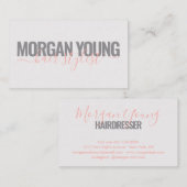 Modern grijs koraalhaar stylist script visitekaartje (Voorkant / Achterkant)