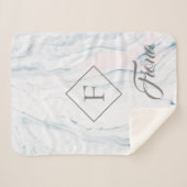 Modern grijs Lijst en pasteltinten marmeren steen Sherpa Deken (Voorkant (horizontaal))