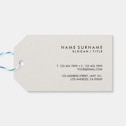 Modern grijs linnen elegant goud monogram dank u cadeaulabel (Achterkant Horizontaal)