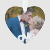 Modern grijs marmer Onze Eerste Kerstmis Samen Ornament (achterkant)