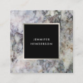 Modern grijs marmer zwart zilver professional vierkante visitekaartje (Voorkant)
