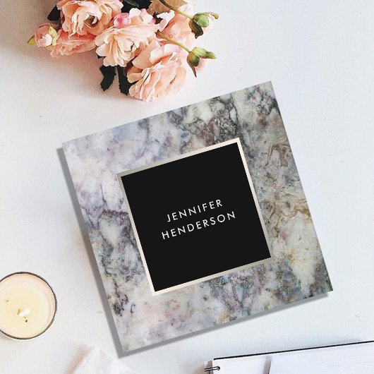 Modern grijs marmer zwart zilver professional vierkante visitekaartje