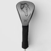 Modern Grijs Metallic Horse Head Monogram Initiaal Golfheadcover (Voorkant)