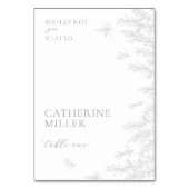 Modern grijs Minimal Leaves Place Card Kaart (Voorkant)