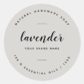 Modern grijs minimalistisch zeeplabel ronde sticker (Voorkant)