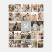 Modern Grijs Monogram 22 Foto Collage Fleece Deken (Voorkant)