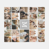 Modern Grijs Monogram 22 Foto Collage Fleece Deken (Voorkant (Horizontaal))