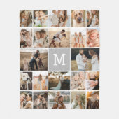 Modern grijs monogram 22 fotocollage fleece deken (Voorkant)