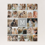 Modern grijs monogram 22 fotocollage legpuzzel<br><div class="desc">Gepersonaliseerde afbeeldingen puzzel op maat met 22 lijsten om uw gekoesterde momenten in te kapselen en prachtig versterkt met uw initialen in een stijlvolle grijze doos.</div>