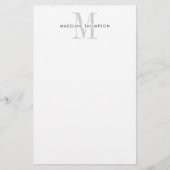 Modern grijs monogram briefpapier (Voorkant)