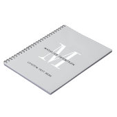 Modern grijs monogram notitieboek (Linkerzijde)