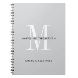 Modern grijs monogram notitieboek