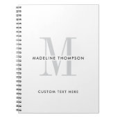 Modern grijs monogram notitieboek (Voorkant)