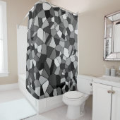 Modern grijs mozaïekpatroon douchegordijn (In situ)