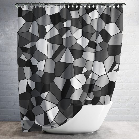Modern grijs mozaïekpatroon douchegordijn