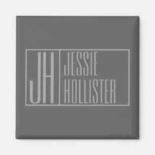 Modern, grijs op donkergrijs, Initiaal & naamlogo Magneet