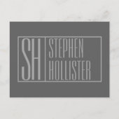 Modern, grijs op donkergrijs, Initialen en naams L Briefkaart (Voorkant)