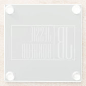 Modern, grijs op donkergrijs, Initialen en naams L Glazen Onderzetter (Achterkant)