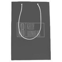 Modern, grijs op donkergrijs, Initialen en naams L