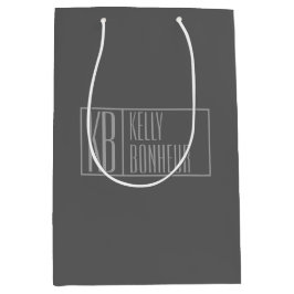 Modern, grijs op donkergrijs, Initialen en naams L Medium Cadeauzakje