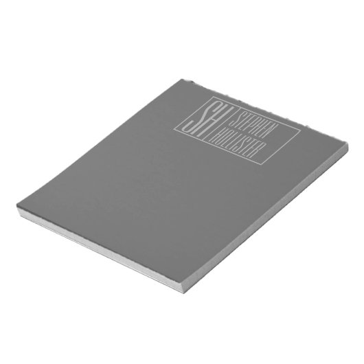 Modern, grijs op donkergrijs, Initialen en naams L Notitieblok (Linkerzijde)