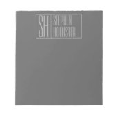 Modern, grijs op donkergrijs, Initialen en naams L Notitieblok (Voorkant)