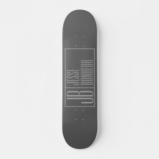 Modern, grijs op donkergrijs, Initialen en naams L Persoonlijk Skateboard (Voorkant)