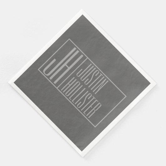 Modern, grijs op donkergrijs, Initialen en naams L Servet (Hoek)