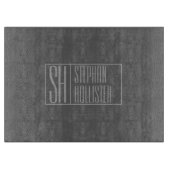 Modern, grijs op donkergrijs, Initialen en naams L Snijplank (Voorkant)