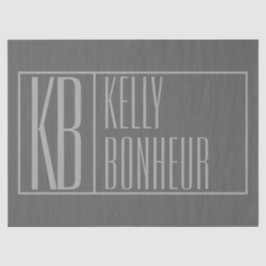 Modern, grijs op donkergrijs, Initialen en naams L Tissuepapier