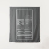 Modern, grijs op donkergrijs, Initialen en naams L Wandkleed (Voorkant)