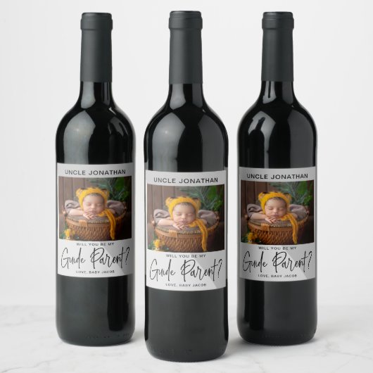 Modern grijs oudervoorstel   wijn etiket (Flessen)