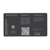 Modern Grijs QR Code Wraparound Fles Ingrediënt Etiket (Voorkant)