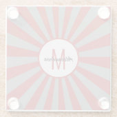 Modern grijs rood Initiaal monogram Glazen Onderzetter (Achterkant)