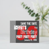 Modern grijs rood Save the Date 50th Birthday 46W Aankondigingskaart (Staand voorkant)