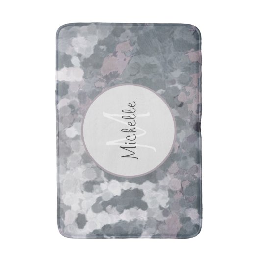 Modern grijs roze Abstracte cirkels Monogram Badmat (Voorkant Verticaal)