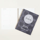 Modern grijs roze cirkels geometrisch monogram planner (Display)