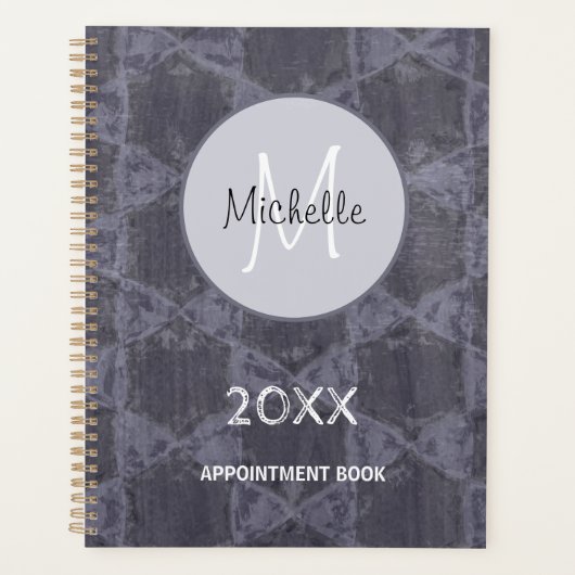 Modern grijs roze cirkels geometrisch monogram planner (Voorkant)