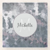 Modern grijs roze cirkels mammogram personaliseren glazen onderzetter (Voorkant)