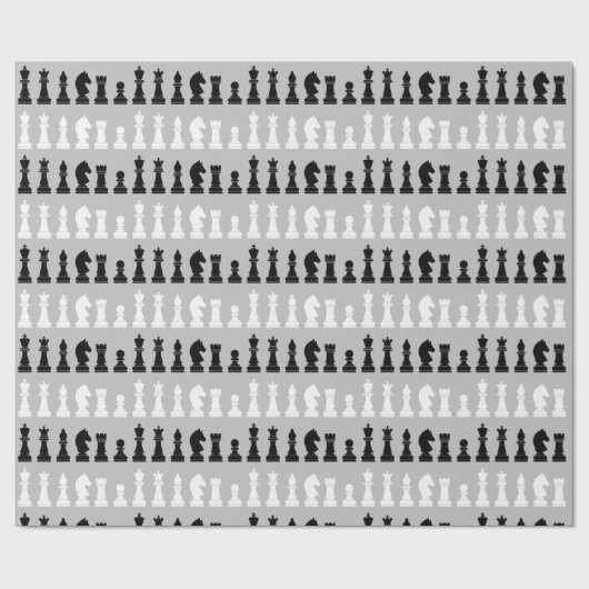 Modern grijs schaakstuk spel patroon cadeaupapier (Vlak)