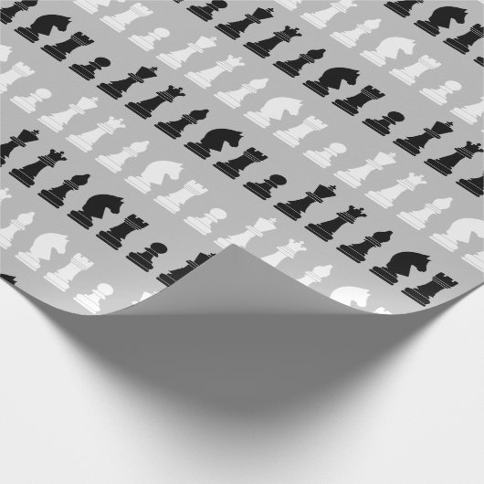 Modern grijs schaakstuk spel patroon cadeaupapier (Hoek)
