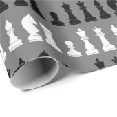 Modern grijs schaakstuk spel patroon cadeaupapier (Rol Hoek)
