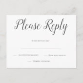 Modern grijs script bruiloft rsvp briefkaarten (Voorkant)