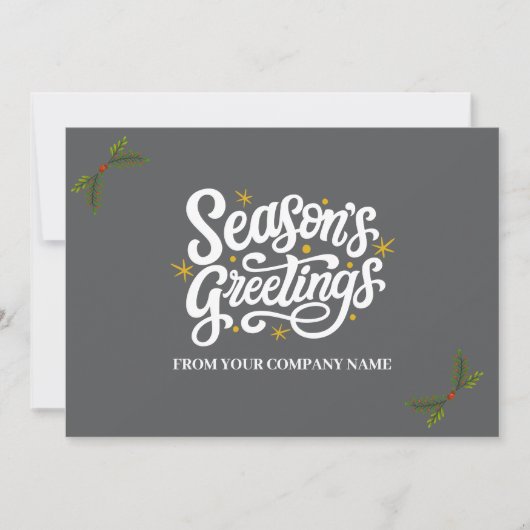 Modern Grijs Seizoen Groeten Zakelijk Feestdagenkaart (Voorkant)
