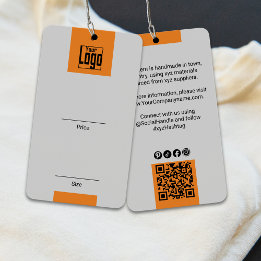 Modern Grijs Sinaasappel Logo QR Code Kledingstuk Visitekaartje
