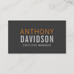 Modern grijs Sinaasappel vet tekst minimalistisch  Visitekaartje