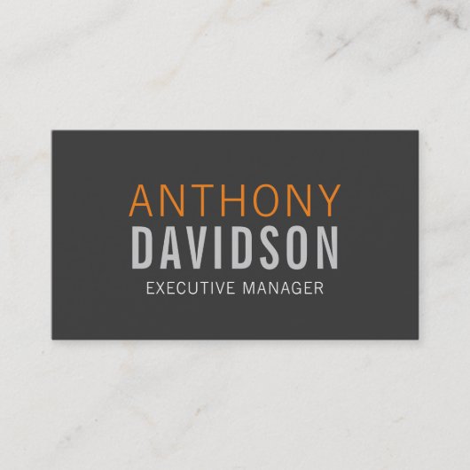 Modern grijs Sinaasappel vet tekst minimalistisch  Visitekaartje (Voorkant)