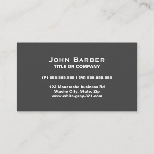 Modern grijs snor professioneel visitekaartje (Achterkant)
