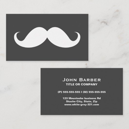 Modern grijs snor professioneel visitekaartje (Voorkant / Achterkant)